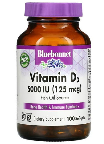 Vitamin D3 5000 IU 100 Softgels Bluebonnet Nutrition (294058468)