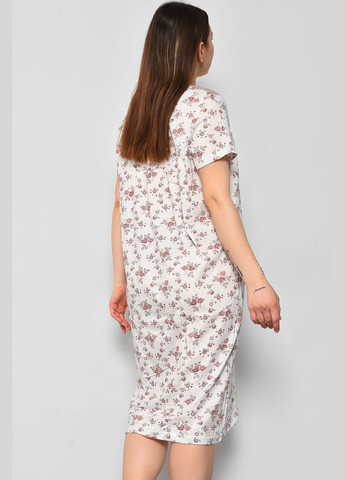Нічна сорочка жіноча батальна білого кольору з квітковим принтом Let's Shop (289456828)