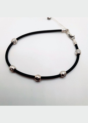 Браслет срібло 925° 3,98г. 19 розмір каучук+5 бочонків (4640) Лазурит (322288861)