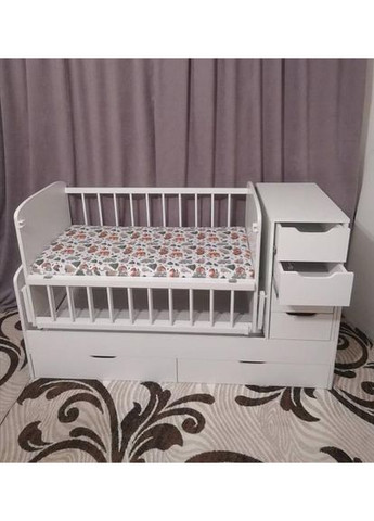 Кровать-трансформер (люлька с мятником+тумба+письменный столик+подростковая кровать, выдвижные ящики), ВЕНГЕ+МОЛОЧНЫЙ ДУБ Україна ТД (365817415)