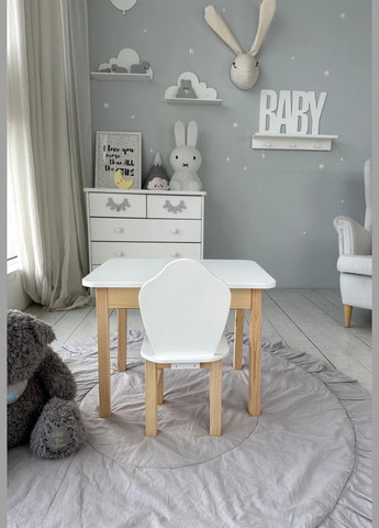 Белый столик и детский стульчик с ящиком. Белый детский столик No Brand (323223329)