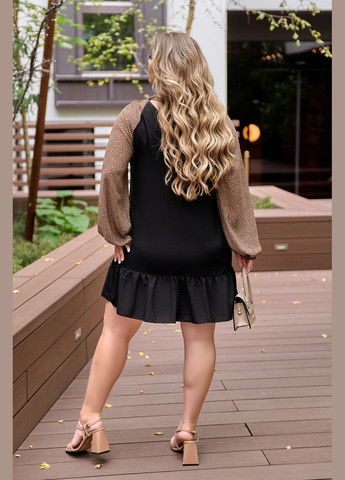 Темно-Фиолетовое кэжуал платье 8654 цвета темно-пурпурный с супер-мягкой тканью и шифоновыми рукавами. 46-48 Sofia