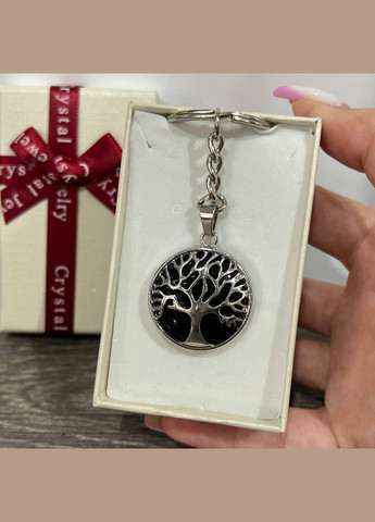 Подвеска с натуральным камнем Черный Агат в оправе "Древо Жизни" - кулон на брелке в подарочной коробочке Овен (326807791)