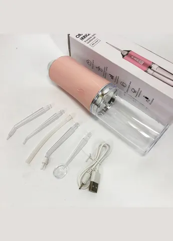 Ирригатор для чистки зубов и полости рта Oral Irrigator с аккумулятором и сменными насадками. Цвет: розовый No Brand (379822795)
