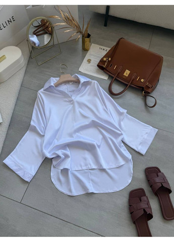 Белая кэжуал рубашка однотонная Україна с длинным рукавом