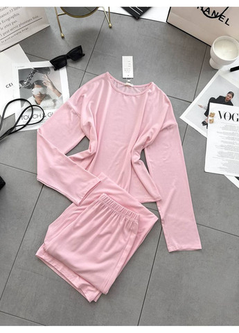 Розовая всесезон пижама из вискозного трикотажа — замеры в описании лонгслив + леггинсы DK/DL Мода без кордонів