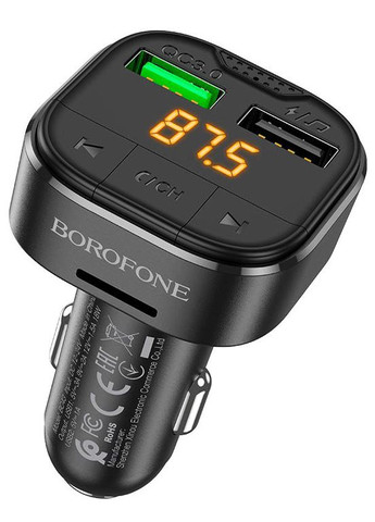 FM трансмиттер модулятор BC43 Flash QC3.0 Bluetooth Автомобильное зарядное устройство Черный Borofone (306447662)