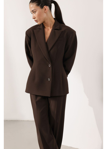 Темно-коричневый женский блейзер приталенный шоколадный 854 Papaya - всесезон