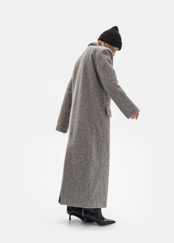 Серое демисезонное Женское пальто длинное каракуль ZF inspire