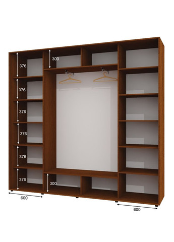 Шкаф-купе трехдверный 270*45*240 Орех лесной 2 ДСП/Зеркало с пескоструйным рисунком ШК-05 Алекса (360454297)