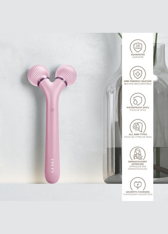 Електронний ультразвуковий ролик для обличчя Sonic Facial Roller 4в1 pink GESKE (341525892)
