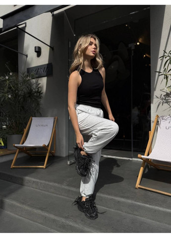 Женские спортивные штаны свободного кроя серого цвета 35129 No Brand (362892968)