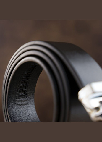 Класичний ремінь шкіряний чоловічий з матовою пряжкою 20335 Чорний Vintage (302972057)