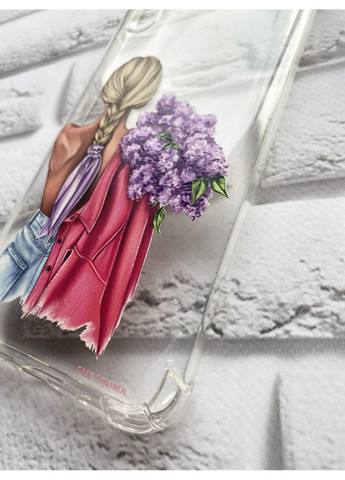 Чехол с утолщенными углами на Xiaomi Redmi 9A рельефный дизайн Девушка с сиренью принт 7 Creative (359487253)