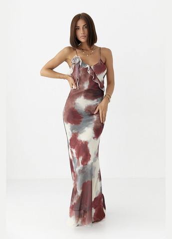 Летний женский шифоновый сарафан с цветком Lurex