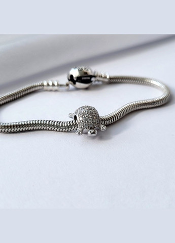 Серебряный шарм Черепашка в Белых камнях серебро 925 пробы Родированное 3605 1.35г No Brand (306741636)