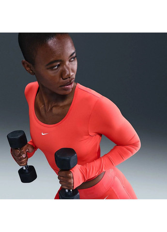 Лонгслив женский Pro WomenS Dri- Fit Cropped Long- Sleeve Top Red Nike (365963419)