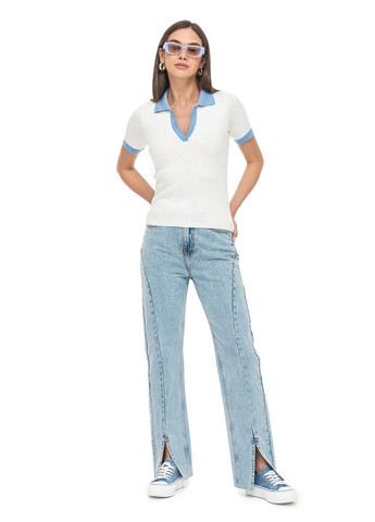 Молочний демісезонний тонкий джемпер трикотажний SVTR