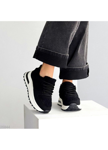 Утепленные кроссовки No Brand чёрные зима (367617924)