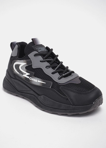 Черные демисезонные кроссовки спорт h11-7 эко-кожа/текстиль черный норма 342912 Power
