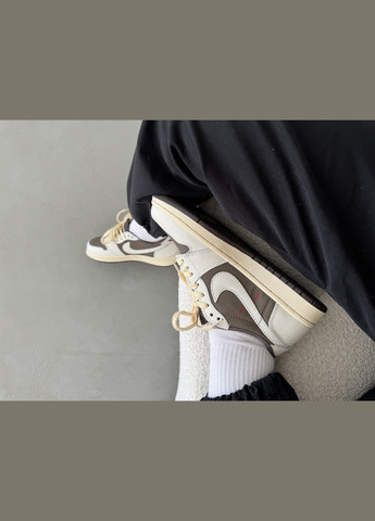 Кросівки жіночі і чоловічі Nike Air Jordan 1 x Travis Scott beige grey | Найк Аір Джордан 1 бежеві сірі No Brand бежеві демісезони (316231426)