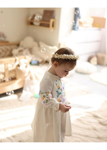 Біла вишиванка-сукня польові квіти Kashtanchik льон (366213556)