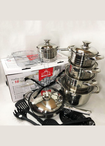 Набор посуды 18 предметов A-2518, кастрюли из нержавейки, кастрюли с крышками, хорошие кастрюли Astra (364664285)