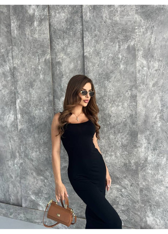 Чорна повсякденний, коктейльна, вечірня жіноча сукня максі силуетна No Brand однотонна