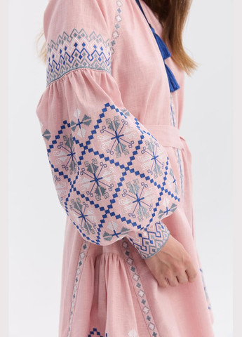 Рожева жіноча сукня "віхола" MEREZHKA візерунок орнамент кропива (340403385)