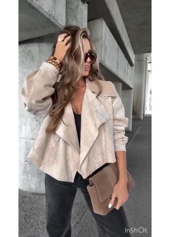 Жіночий замшевий бомбер з широким відкладним коміром MonCher (359380635)