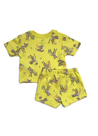 Фиолетовый летний набор летних костюмов (2 шт) футболка + шорты фиолетовый + желтый 62см Primark