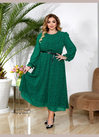 Зеленое женское платье из шифона цвет зеленый р.50/52 452279 New Trend
