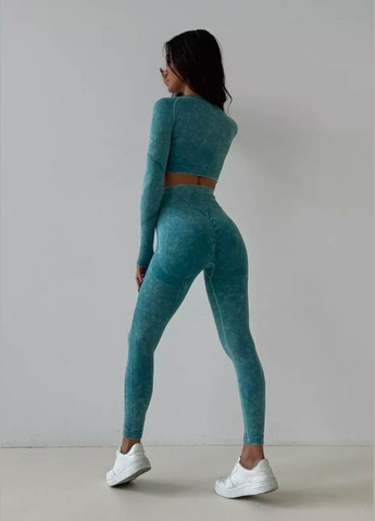 Спортивный фитнес комплект с эффектом варенки лосины с пушапом и рашгардом No Brand (330775092)