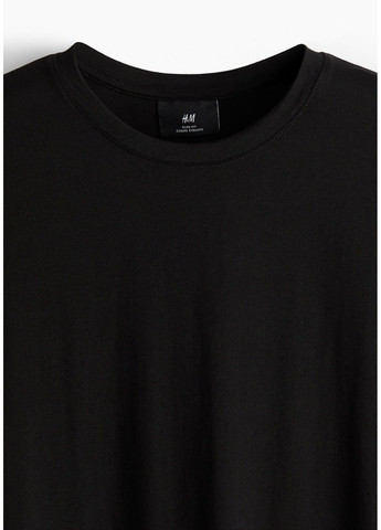 Чорна чоловіча бавовняна футболка slim fit (58066) m чорна H&M