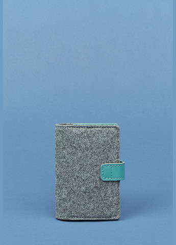 Фетровая женская обложка для паспорта 3.0 с бирюзовыми кожаными вставками (A-026369) BlankNote (329742976)