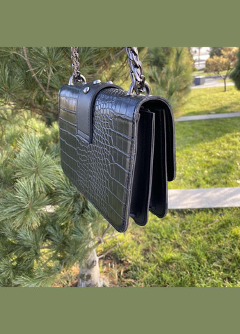 Женская мини сумочка клатч с рептилией и птицами, экокожа черный матовый (sku_836ЧМ) No Brand (330576643)