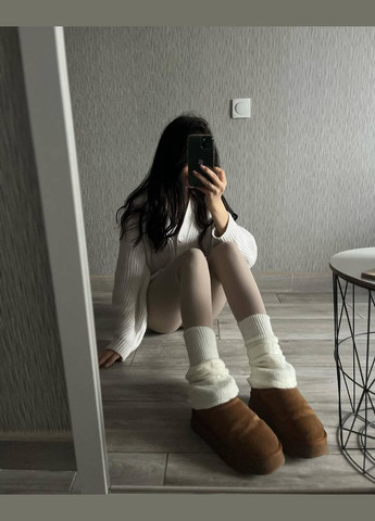 Трендові лосини демісезонні на флісі на високій посадці, теплі бежеві лосини в рубчик No Brand 137 (311463094)