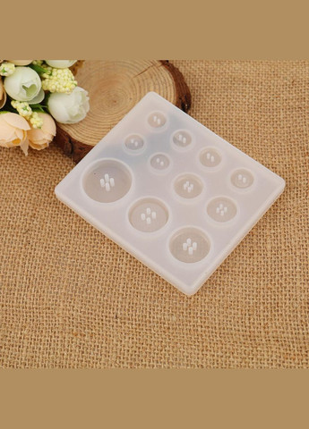 Форма для епоксидної смоли Молд круглі гудзики Білий Силікон 89 мм x 78 мм х 6.5 мм Finding (316249161)