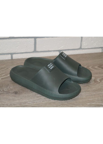 Темно-зеленые повседневные, пляжные, домашние, кэжуал шлепанцы мужские темно-зеленые Progress