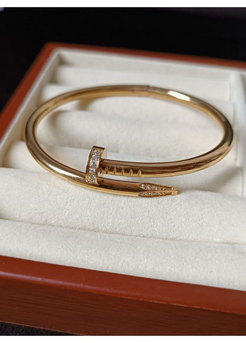 Жіночий браслет-цвях із медичної сталі золотистий з камінням No Brand (368713800)