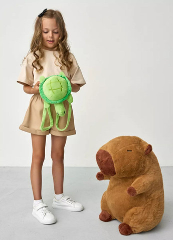 М'яка іграшка велика капібара з рюкзаком черепашкою 50 см My Kigu (371893019)