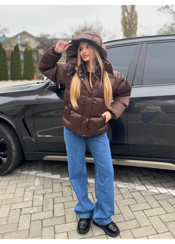 Коричневая зимняя женский зимний пуховик SK