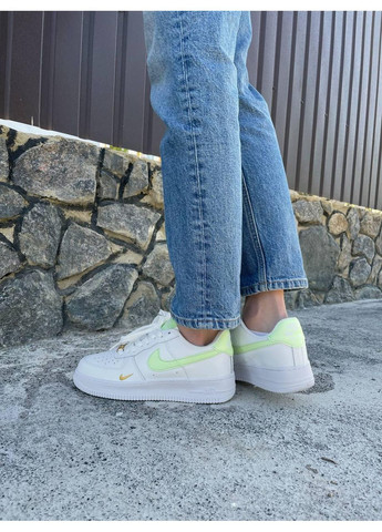 КРОССОВКИ ЖЕНСКИЕ NIKE AIR FORCE 1 MINI SWOOSH LIME LIGHT НАЙК АИР ФОРС 1 ПРЕМИУМ No Brand белые демисезоны (367174461)