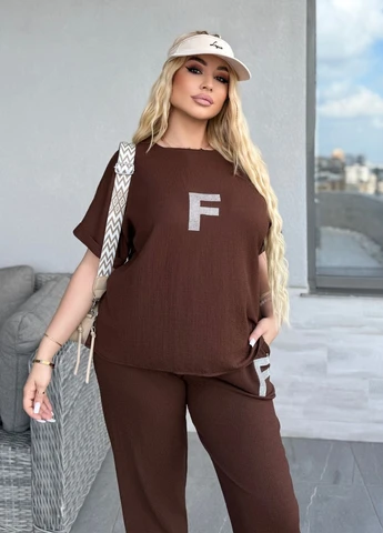 Костюм жіночий літній зі стразами No Brand (338182271)