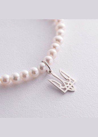 Срібний браслет Герб України - Тризуб з перлами 1051 15 15 Oniks (278363578)