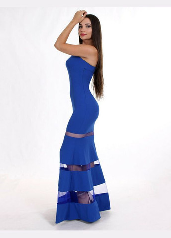 Комбинированное платье женское электрик вечернее в пол длинное аврил mkeng2075 Modna KAZKA