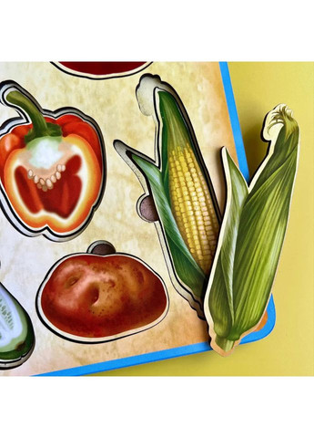 Дерев'яний пазл вкладиш «Овочі зовні та всередині» Ubumblebees (365642341)