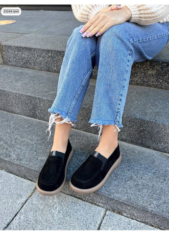 No Brand Жіночі натуральні замшеві лофери колір чорний лофери чорний з, — демісезон (361678844)