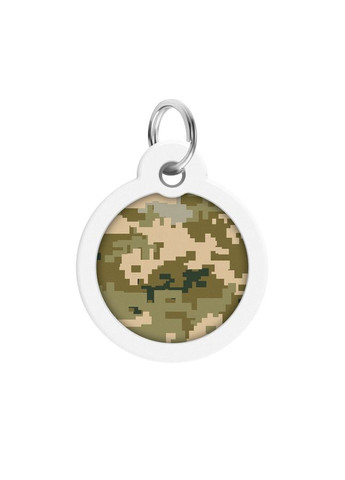Адресник для собак и котов металлический Smart ID c QR паспортом, рисунок "Милитари", круг, Д 30 мм WAUDOG (330245255)