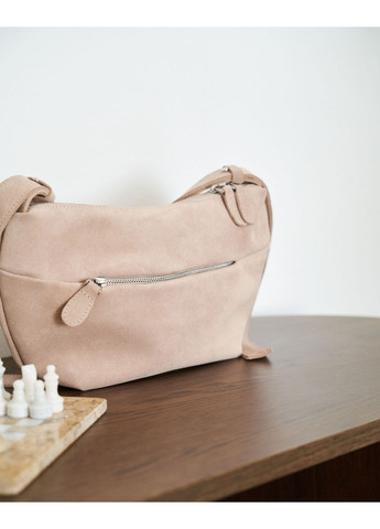 Сумка женская замшевая бежевая для повседневного использования мягкая сумка на молнии ProDobro (367267686)